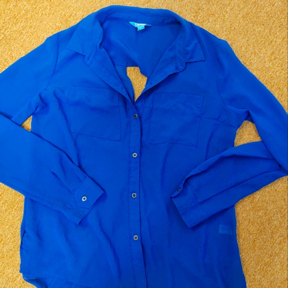 Open Criss Cross Back Button Down Blouse - image 7